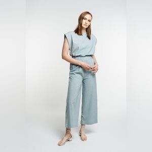 Laude the Label Organic Cotton Gauze Crop Top Blue Sleeveless XL